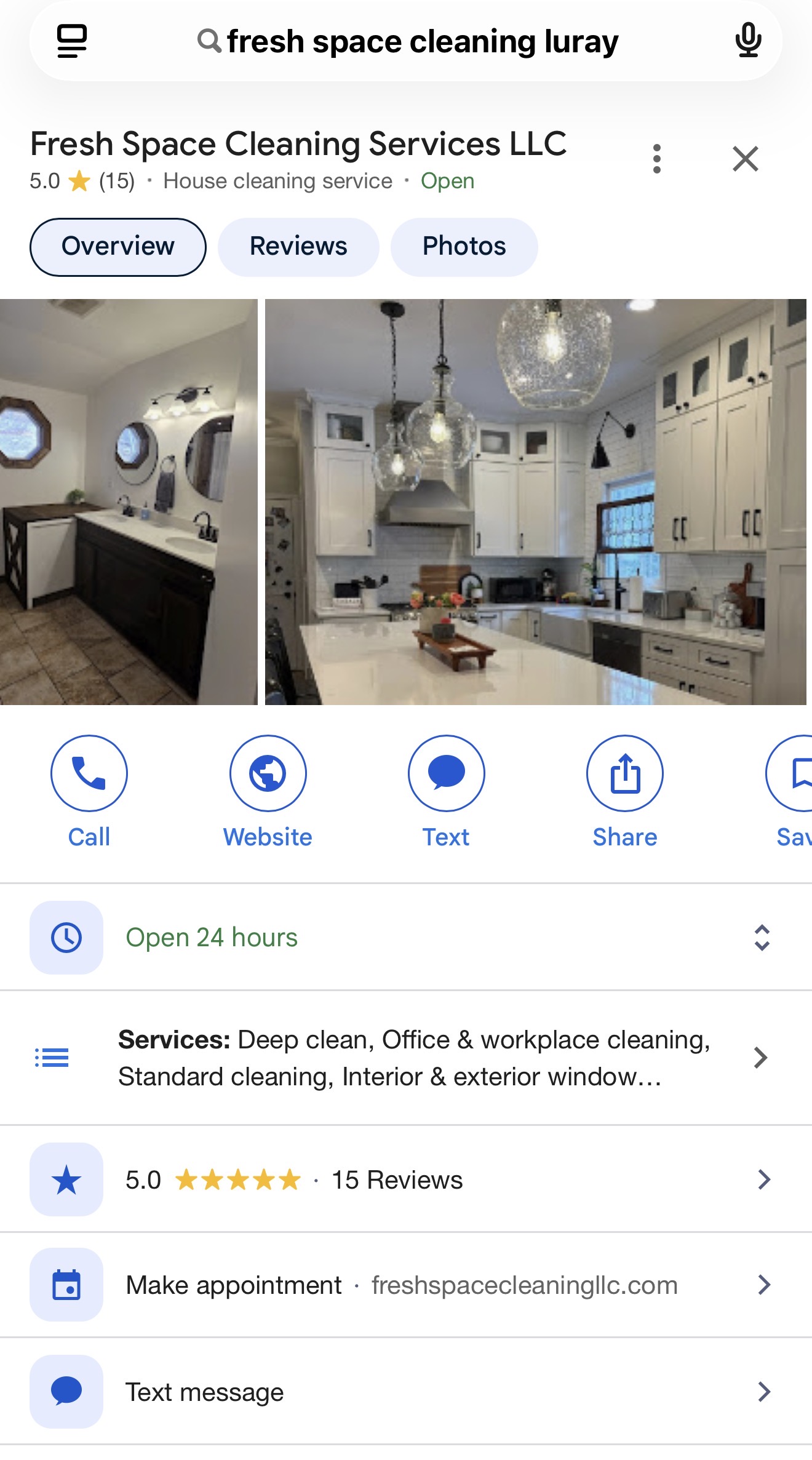 Perfil de Google Business de Fresh Space Cleaning Services LLC